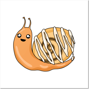 Kawaii Cinnamon Roll Snail Posters and Art